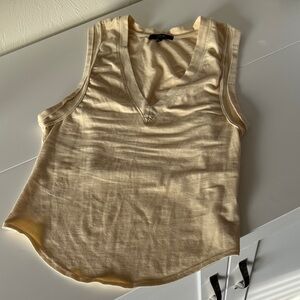 V-Neck Cream Sleeveless Top